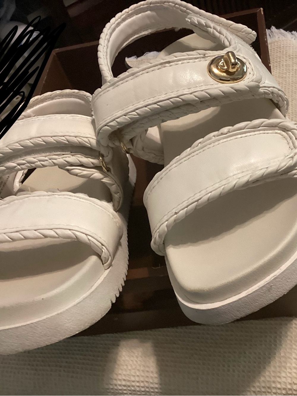 "A New Day"White Braided Strap Women' Platform Sandals